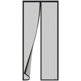 Magnetic fly screen balcony door 90 x 200 cm, various sizes, updated version, fly screen door is ideal for the balcony door, basement door and terrace door, without drilling, black stripes