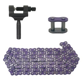 428 Motorcycle Chain and Chain Breaker,428 Roller Chain 140 Links Heavy Duty Drive Chain for 50cc 70cc 90cc 110cc 125cc Dirt Pit Bike ATV Quad Go Kart Scooter Mini Bike (Purple)