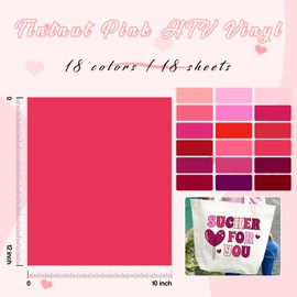 Tintnut Pink HTV Heat Transfer Vinyl - 18 Sheets 12 x 10inches Light Pink Heat Transfer Vinyl Rose Pink HTV Iron on Vinyl for T-Shirts Compatible with Cricut Or Silhoutte Cameo