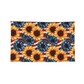 hsbolediy Sunflowers & US Flag 3x5 Ft 4th of July Flag Polyester with 4 Metal Grommets – All Season Double Stitched Banner for Yard Wall Porch Room Outdoor Decor