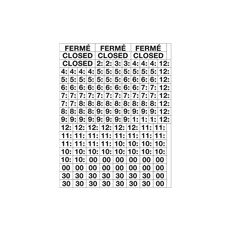 Cosco Business Hours Boutique Sign Static Cling Numbers Included 8