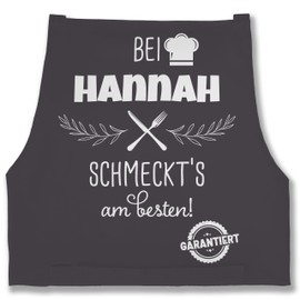 Geschenk mit Namen personalisiert by Shirtracer - Apron - Cooking Apron - "Bei Name schmeckts am besten Geschenk Oma Mama Opa Papa [German Language], 6 anthracite