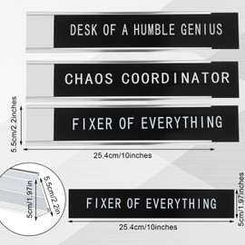 Suzile 3 Pcs Chaos Coordinator Fixer of Everything Desk of a Humble Genius Funny Desk Signs with Black Base Novelty Nameplate Funny Office Decor Desk Plaque for Coworker Gift 10 x 2" (White Silver)
