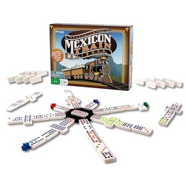 Mexican Train Dominoes - Beautiful Color Dot Double 12 Dominoes Set - Includes Train Markers and Hub by Pressman Multi Color, 5"