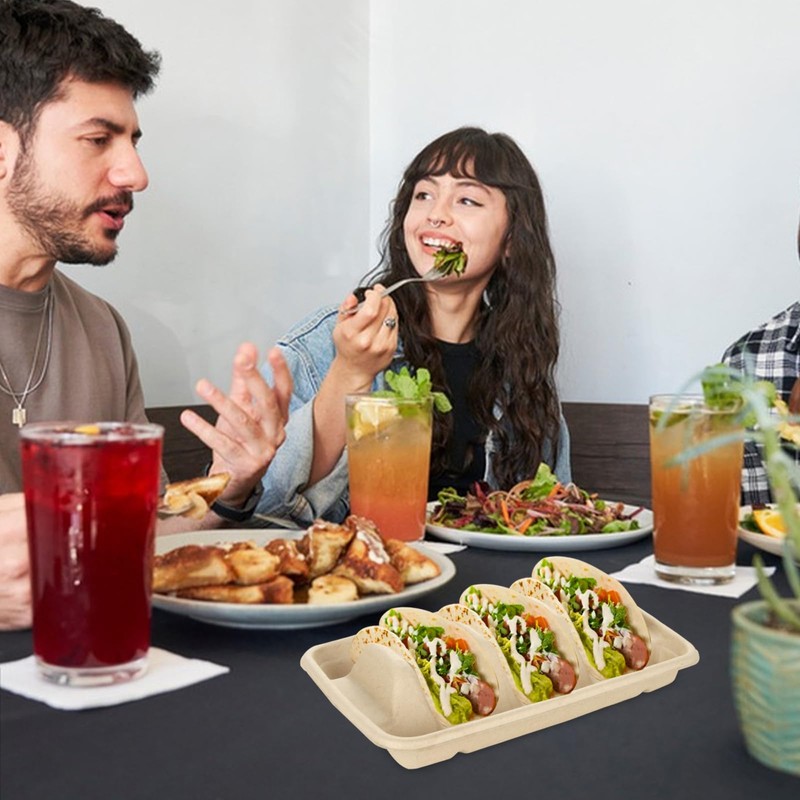 CertBuy 100 Pack Disposable Taco Holders for Party, Premium Disposable