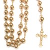 14k Rose Gold Finish 8MM Mens Rosary Chain Necklace Cross