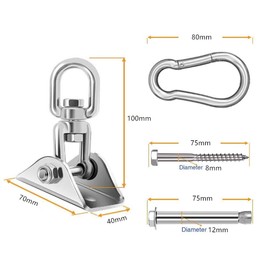 HOMPER Hammock Hanging Kit 2PCS, 1000 lb Capacity Heavy Duty 360° Rotate Swing Hooks for Swing, Chair, Yoga, Outdoor Patio Porch Swing Hardware