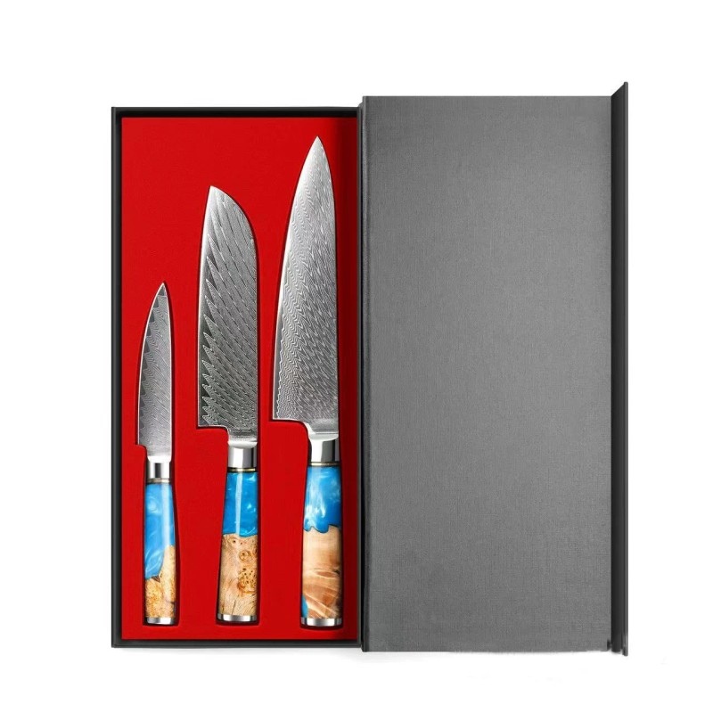 LONSDOW Luxurious 67 Layers Damascus Kitchen Knife Set Chef Nakiri