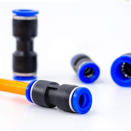OTOTEC 60pcs Pneumatic Connectors, 6/8/10mm Pneumatic Straight Union Push Connectors Kit Tube Air Pipe Joint Two-Way Quick Release Air Line Fittings