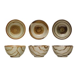 Creative Co-Op Stoneware Painted Designs, Set of 3 Styles, Multicolor Bowl, Multi
