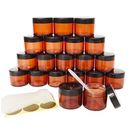 Wopanxye 20pcs 20 Gram Jar, BPA Free, 20ml Cosmetic Sample Empty Container, Plastic Jars, Round Pot Black Screw Cap Lid, Small Tiny 20g Bottle, for Make Up, Eye Shadow, Nails, Powder, Paint, Jewelry