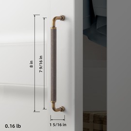 Goo-Ki 6 Pack 7 9/16 Inch Antique Brass Knurled Cabinet Pull Handle – Textured Non-Slip Grip, Classic Vintage Design for Kitchen Cabinets & Furniture Drawers