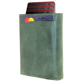 Leather Pop Up Wallet for Men - Smart Wallet for Men - Slim Wallet for Men - Pop Up Metal Case - RFID Blocking Credit Card Wallet - Card Holder Wallet & Cash Slot - Holds Up to 6+4 Cards - ID Window