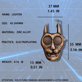 DAKOELWP Mini Skull Windproof Jet Butane Torch Lighter, refillable Flame Lighter for Fireplace Candle Camping Barbecue (Gas not Included) (Red Copper)