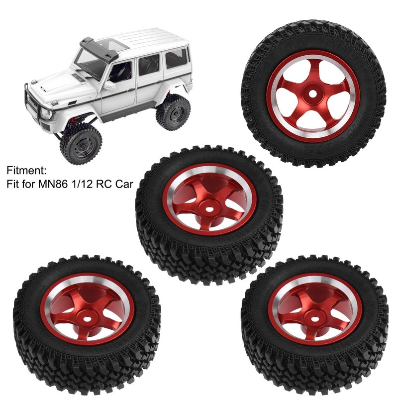 MN86 1/12 CarRed Aluminum Wheel Hub Rubber Tire RC Parts