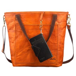 THE CHARMIKA-Vintage Leather Shoulder Bag Handbag, Large Tote Bag for Women - Brown