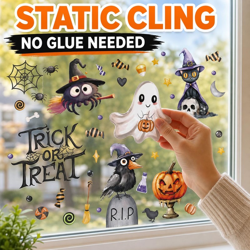 86 PCS Halloween Window Clings Decorations - Cute Spooky Ghost,