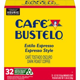 Café Bustelo Espresso Style Dark Roast Coffee, 32 K Cups for Keurig Coffee Makers
