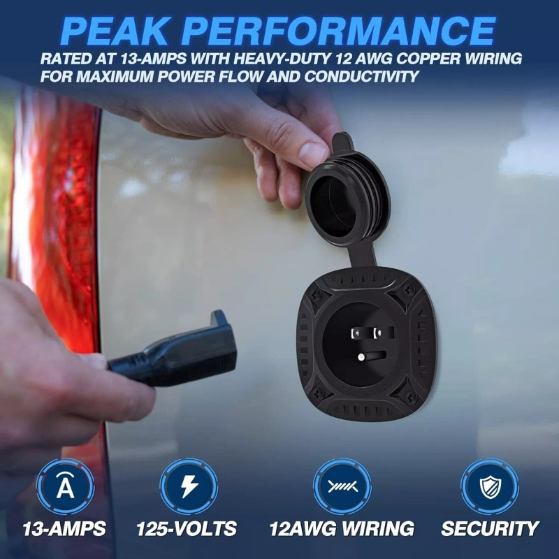 hk-top Waterproof Integrated Outdoor Electrical Outlet Receptacle Box for RV,Boat,Truck