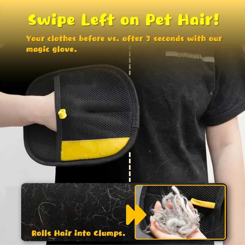 BaiKevin Premium Electrostatic Pet Hair Remover Gloves (2PCS - Large
