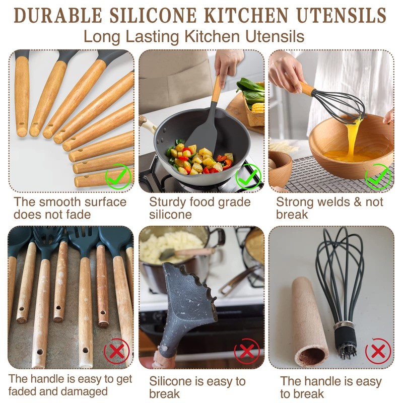 Umite Chef Kitchen Cooking Utensils Set, 33 pcs Non-stick Silicone