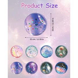 Birshe Pack of 25 Bouncy Balls for Children, Bright 30 mm Space Theme Bouncy Balls for Children, Glitter Rubber Balls, Bouncy Balls Set for Children's Birthday Party Favours, Random Colour for