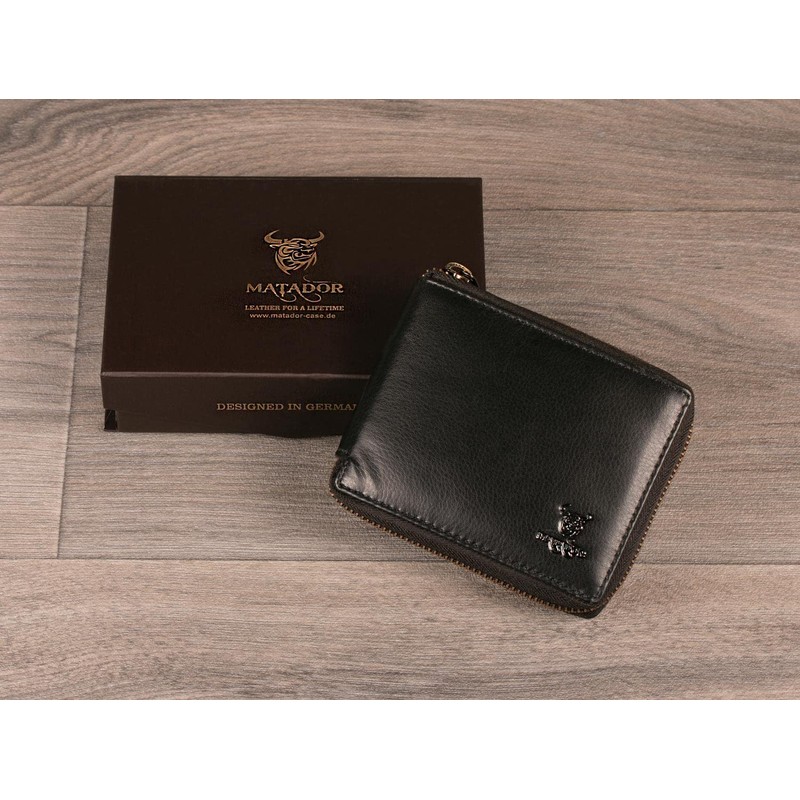 MATADOR Wallet 6404/A YKK Zip Landscape Format, black, rfid wallet