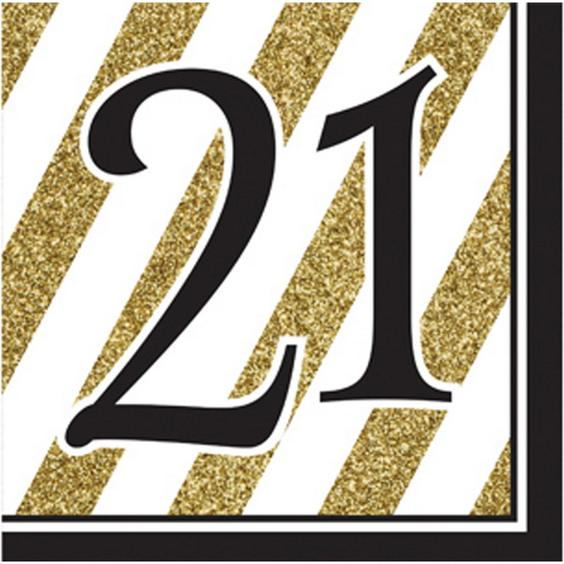 Creative Meilenstein-Papierservietten, Schwarz-und-Gold, Packung mit 16 Stück, schwarz / gold, One