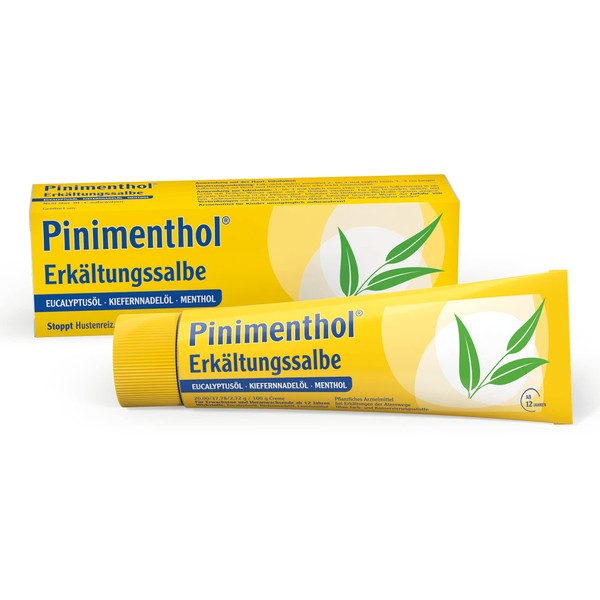 Pinimenthol Cold Ointment | 20 g | Essential Oils: Eucalyptus Oil, Pine Needle Oil & Menthol | Stops Coughing Stimulus Dissolves Mucus and Frees the Respiratory Tract in Cold | For All Ages 12+