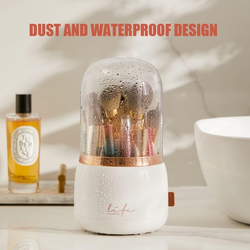 Bingobang Makeup Organiser Brush Holder 360 Rotating with Dustproof Lid,