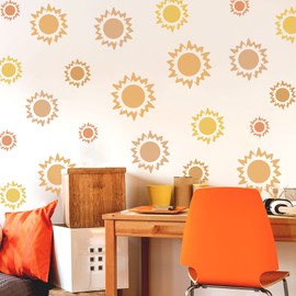 NAKLEO Painting Stencils Set for Kids, 5 Pcs Templates 9x9 to 34x34cm Sun Sunlight Star, Plastic and Reusable Drawing Stencils, Children Room Decor, Craft DIY Wall Furniture