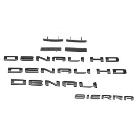 Door Tailgate Emblems Badge 86591515 Replacement for 2024-2025 Sierra 2500HD 3500HD Denali HD 8Pcs (Gloss Black)