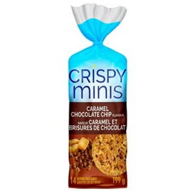 RICE CAKES Quaker Crispy Minis Caramel Chocolate Chip Flavor Brown Rice Cakes, 199g