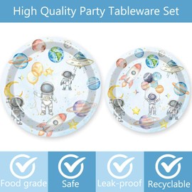 80 Pcs Space Birthday Party Supplies Paper Plates Napkins Forks Tableware Set for Outer Space Man Galaxy Astronaut Theme Baby Shower Boy 1st 2nd 3rd 4th 5th 6th 7th Birthday Party Decoration-20 guests