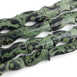 Natural Kambaba Jasper Semi Precious Gemstone 14x25mm Green Stone Beads for Jewelry Making 15 Inches(16pcs)