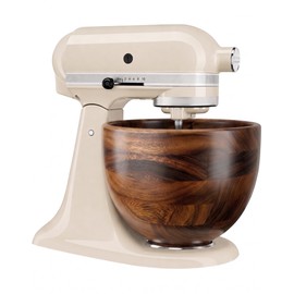 Premium Solid Walnut Wood Mixing Bowl, Compatible with KitchenAid 4.5 & 5 QT Tilt-Head Stand Mixer, Wooden Mixing Bowls for Mixer with Stainless Steel Locking Base, A Thoughtful Gift for Mixer Owners