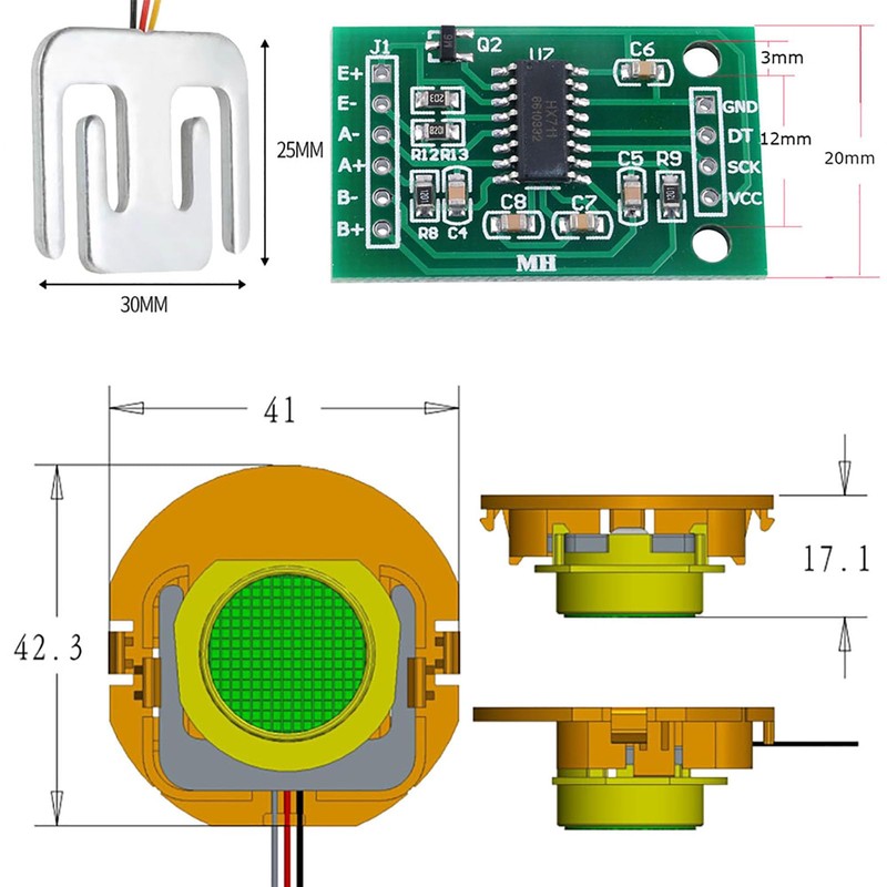 Wishiot 4PCS 50KG Load Cell Weighing Sensor Half-Bridge Strain Gauge