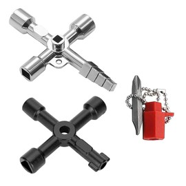 Set of 2 universal keys, control cabinet keys, 4-way multifunctional key, electric cabinet key, square key for control cabinets, taps and lifts, robust and durable (set A)