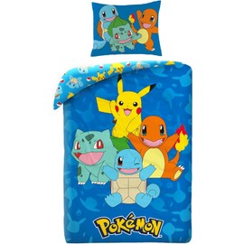 Pokémon Reversible Duvet Cover 140 x 200 cm Pillowcase 65 x 65 cm (Pokémon Bedding - B)