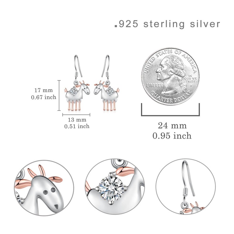 SVODEA Goat Earrings 925 Sterling Silver Animals Earrings Cute Animal