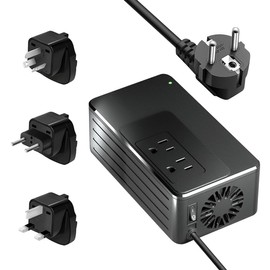 1600W Universal Travel Converter Step-Down 220V to 110V, Pure Sine Wave, for All American Appliances, Lightweight 2lbs