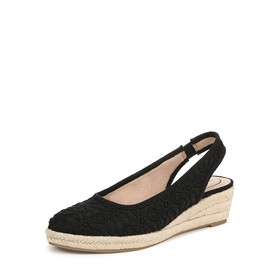 LifeStride Womens Kayden Wedge Sandal Black Fabric 6.5 M