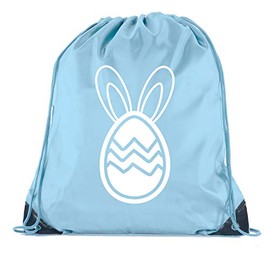 Mato & Hash Easter Basket Bags, Bulk Drawstring Backpacks, Party Favor Goody Bags for Easter - Baby Blue CA2500Easter S7