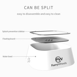 FurryWheels Dog Water Bowl - Vehicle Carried Water Bowl for Dogs Cats Pets - Splash-Free - No Spill - Anti-Choking Dog Bowl - Pet Water Dispenser Feeder Bowl – 2 litre (White)