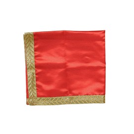 Set of 2 Decorative Pooja Cloth Mat Aasan Cloth (Size: -18 Inches x 18 Inches) for Multipurpose Pooja Indian Traditional Festival Decorations Item and Article Yellow Laxmi (Red and Yellow)