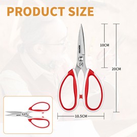 Tijeras de sastre de alta calidad, multiusos, tela de costura de acero inoxidable, tijeras de agarre cómodo, manualidades profesionales, tijeras de función completa, 7.87 pulgadas (rojo)