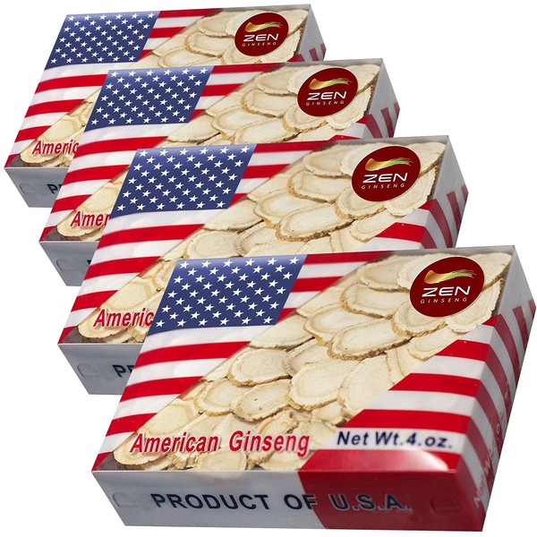Best Price — 4 Boxes of Hand Selected American Wisconsin Ginseng Slice 4oz/Box Total 16 oz 西洋参片/花旗参片 Boost Your Immune System Fast