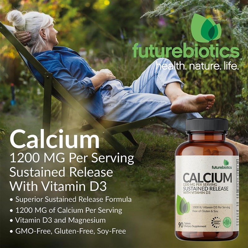 Futurebiotics Calcium 1200 MG Per Serving Sustained Release with Vitamin
