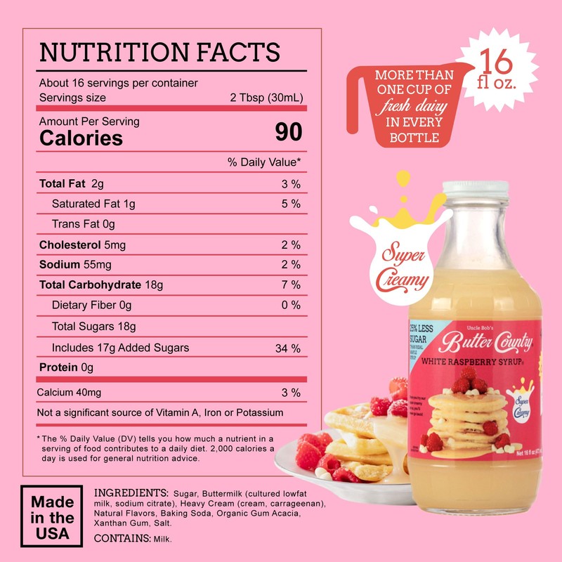 Butter Country Rich and Creamy Buttermilk Syrup | White Raspberry
