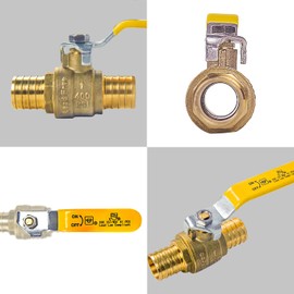 AB (5 Pack) 1 Inch X 1 Inch PEX Ball Valve, Full Port Water Stop Shut Off, Water Shut Off Valve with 10 Pcs Stainless Steel Cinch Crimp Rings, UPC Certified